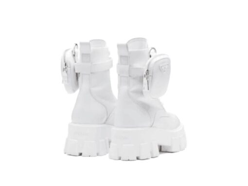 Prada brushed Rois Leather and Nylon Monolith Boots White - Image 2
