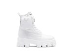Prada brushed Rois Leather and Nylon Monolith Boots White