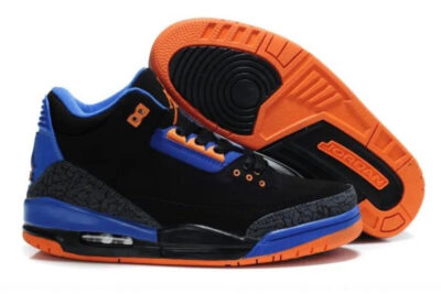 NIKE AIR JORDAN 3 BLACK (BLUE DETAILS)