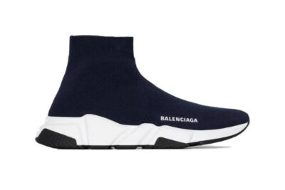 BALENCIAGA SPEED TRAINER NAVY WHITE SOLE
