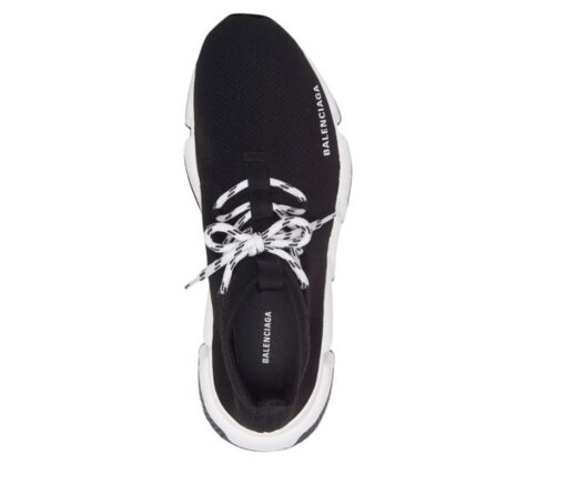 Balenciaga Speed Trainer Lace Up Black White - Image 4