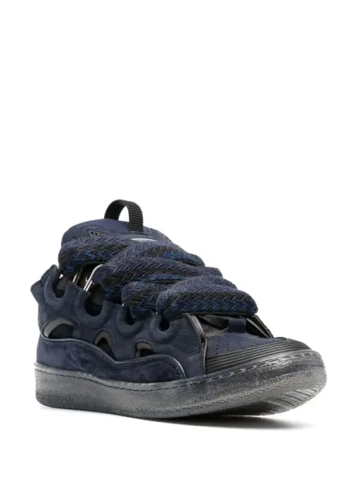 Lanvin Curb Lace-Up Sneakers Navyblue - Image 2