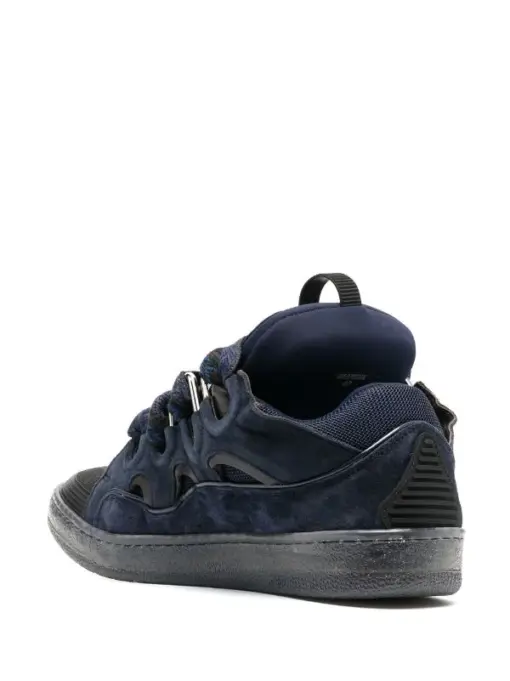 Lanvin Curb Lace-Up Sneakers Navyblue - Image 4