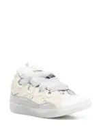 Lanvin Curb Lace-Up Sneakers White Grey