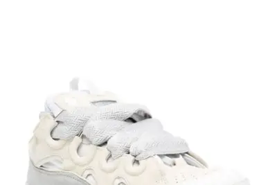 Lanvin Curb Lace-Up Sneakers White Grey