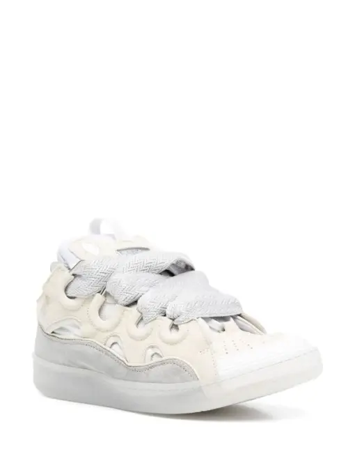 Lanvin Curb Lace-Up Sneakers White Grey