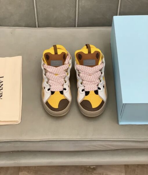 Lanvin Curb Lace-Up Sneakers Yellow Beige - Image 2