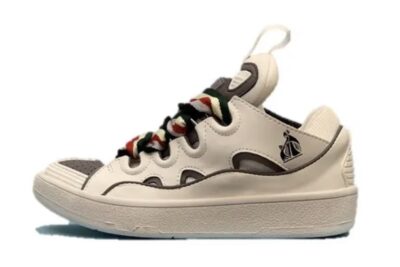 Lanvin Curb Lace-Up Sneakers White Green