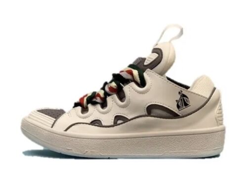 Lanvin Curb Lace-Up Sneakers White Green