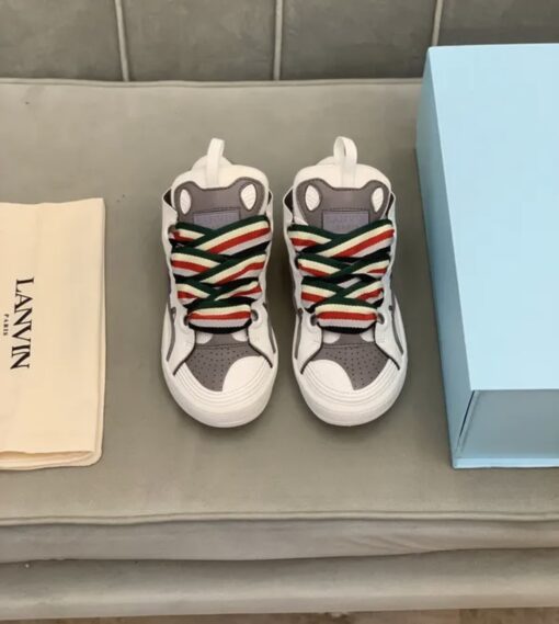 Lanvin Curb Lace-Up Sneakers White Green - Image 2