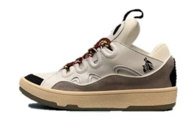 Lanvin Curb Lace-Up Sneakers White Brown