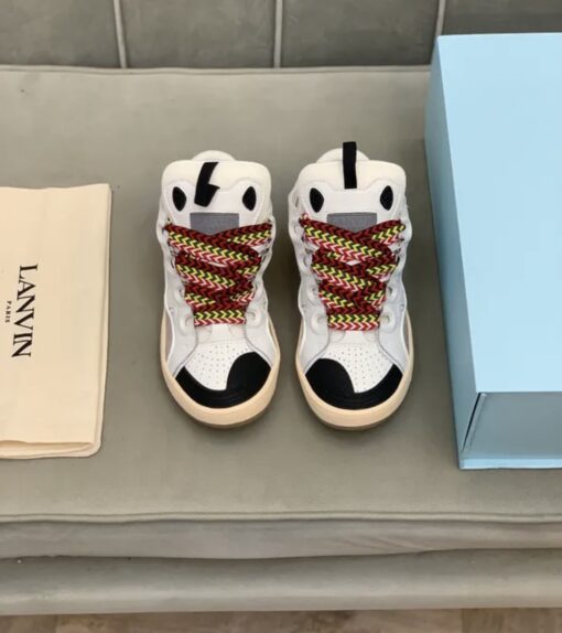 Lanvin Curb Lace-Up Sneakers White Brown - Image 2