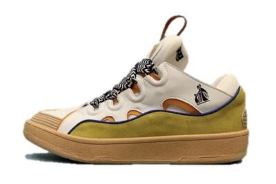 Lanvin Curb Lace-Up Sneakers White