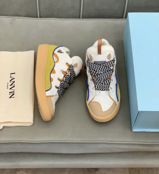 Lanvin Curb Lace-Up Sneakers White - Image 3