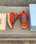 Lanvin Curb Lace-Up Sneakers Red - Image 3