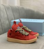 Lanvin Curb Lace-Up Sneakers Red - Image 4