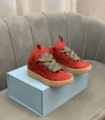 Lanvin Curb Lace-Up Sneakers Red - Image 5