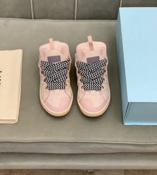Lanvin Curb Lace-Up Sneakers Pink Pale - Image 2