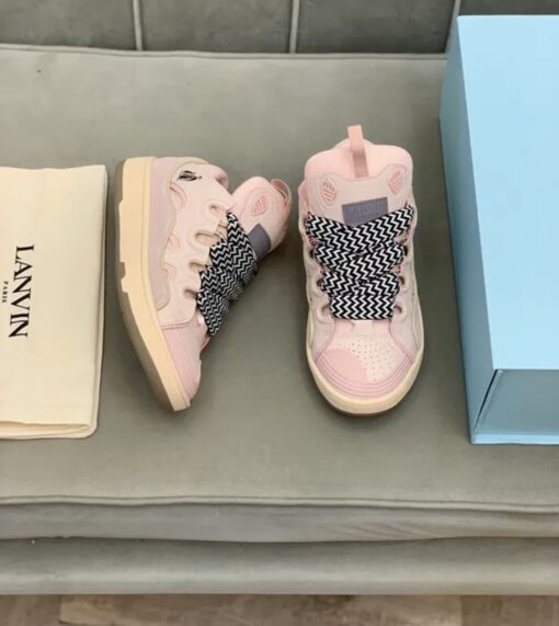 Lanvin Curb Lace-Up Sneakers Pink Pale - Image 3