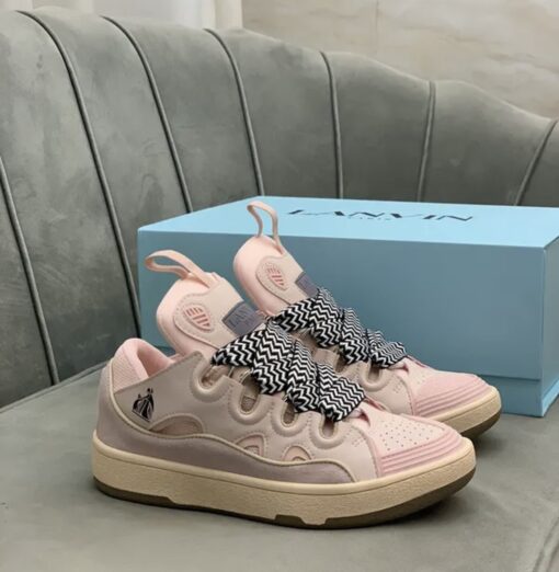 Lanvin Curb Lace-Up Sneakers Pink Pale - Image 4