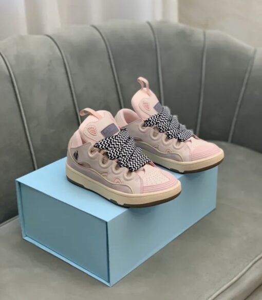 Lanvin Curb Lace-Up Sneakers Pink Pale - Image 5