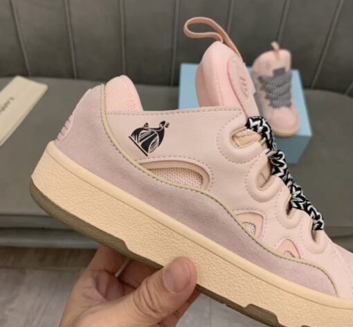 Lanvin Curb Lace-Up Sneakers Pink Pale - Image 6