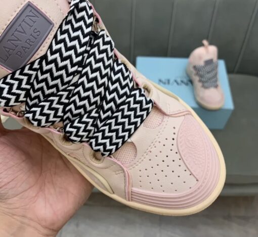 Lanvin Curb Lace-Up Sneakers Pink Pale - Image 7
