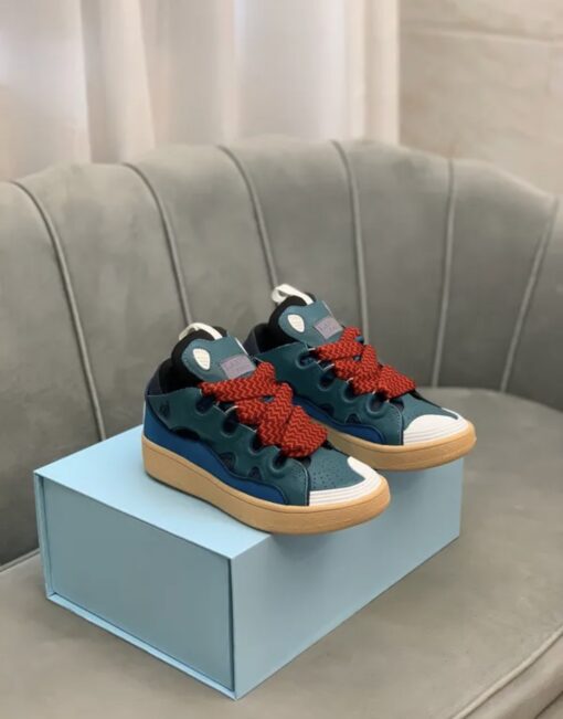 Lanvin Curb Lace-Up Sneakers Dark Blue - Image 3