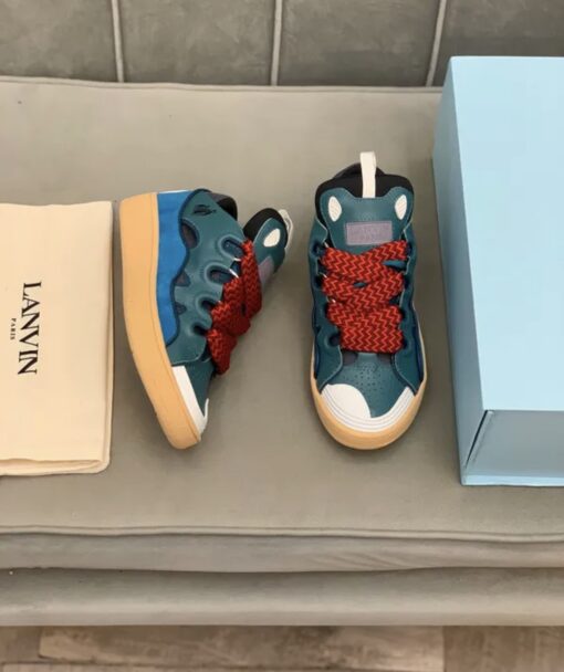Lanvin Curb Lace-Up Sneakers Dark Blue - Image 5