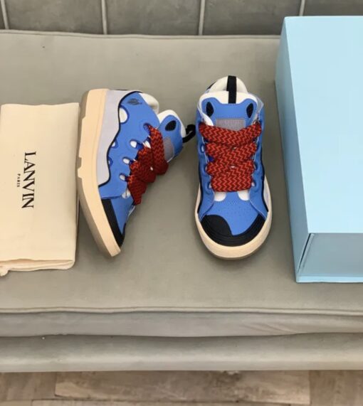 Lanvin Curb Lace-Up Sneakers Blue Black - Image 3