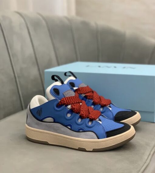 Lanvin Curb Lace-Up Sneakers Blue Black - Image 4