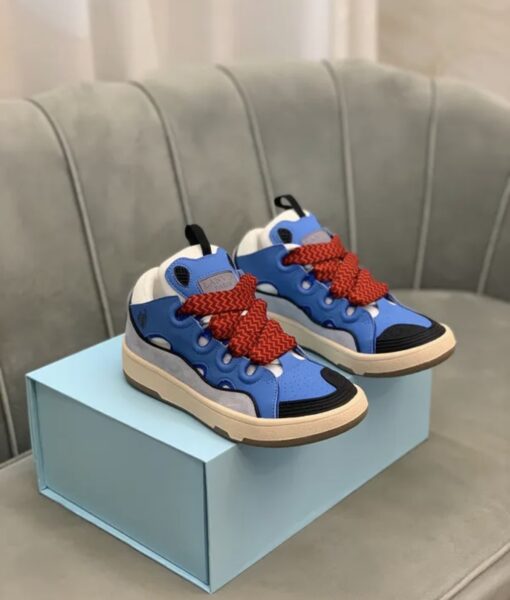 Lanvin Curb Lace-Up Sneakers Blue Black - Image 5