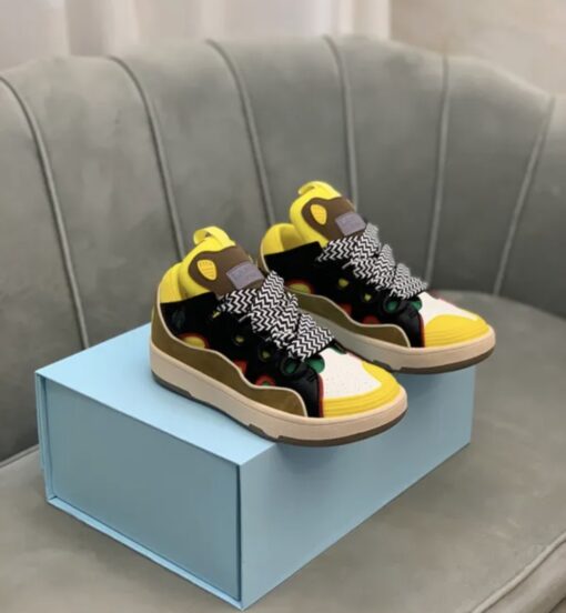 Lanvin Curb Lace-Up Sneakers Blue Black - Image 5