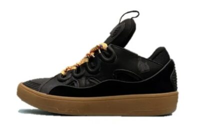 Lanvin Curb Lace-Up Sneakers Black Brown