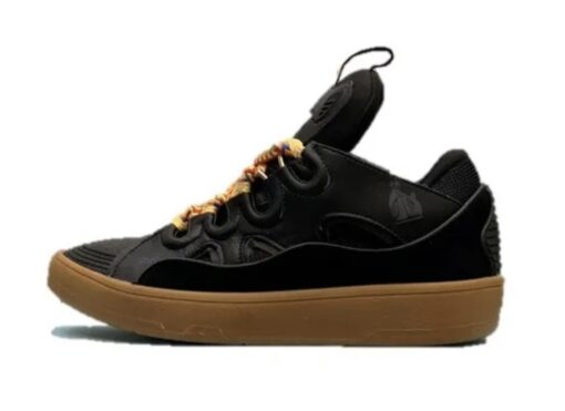 Lanvin Curb Lace-Up Sneakers Black Brown