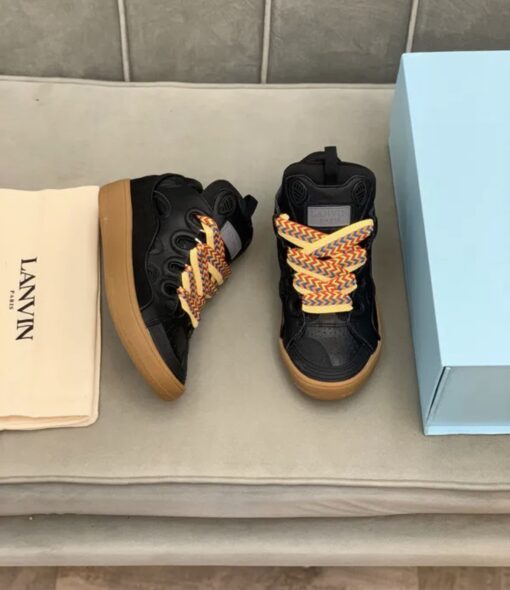 Lanvin Curb Lace-Up Sneakers Black Brown - Image 2