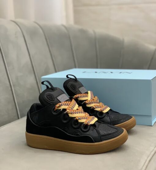 Lanvin Curb Lace-Up Sneakers Black Brown - Image 3
