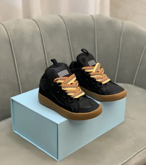 Lanvin Curb Lace-Up Sneakers Black Brown - Image 4