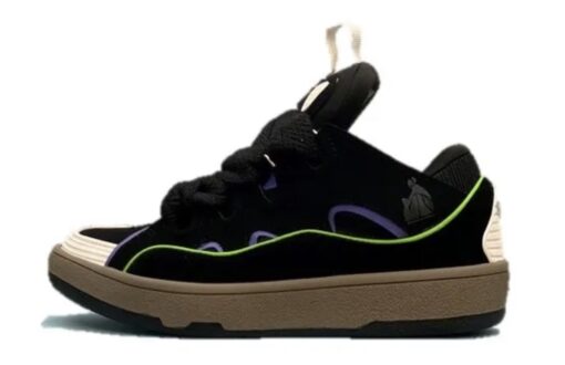 Lanvin Curb Lace-Up Sneakers Black Blue White