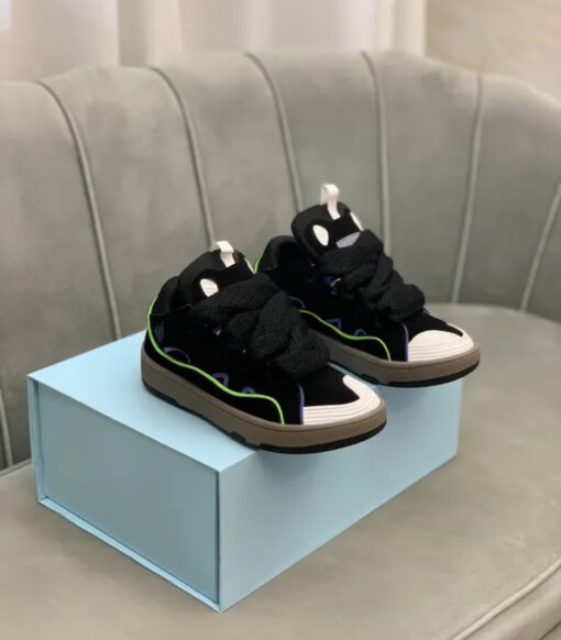 Lanvin Curb Lace-Up Sneakers Black Blue White - Image 5