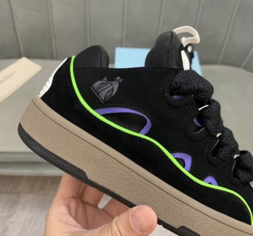 Lanvin Curb Lace-Up Sneakers Black Blue White - Image 6