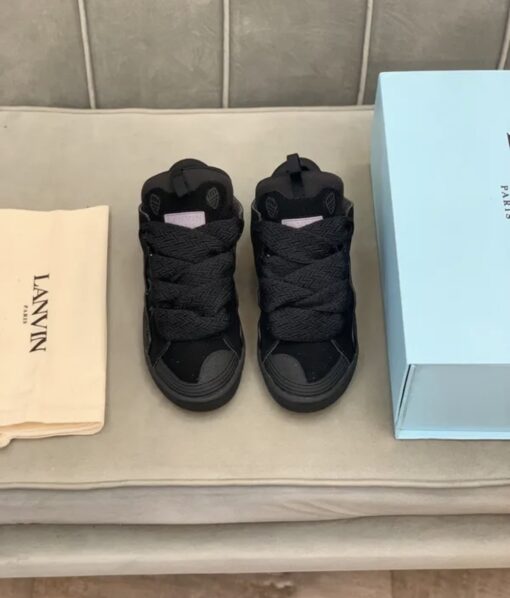 Lanvin Curb Lace-Up Sneakers Black - Image 2