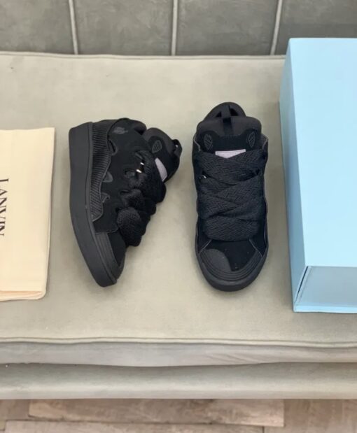 Lanvin Curb Lace-Up Sneakers Black - Image 3
