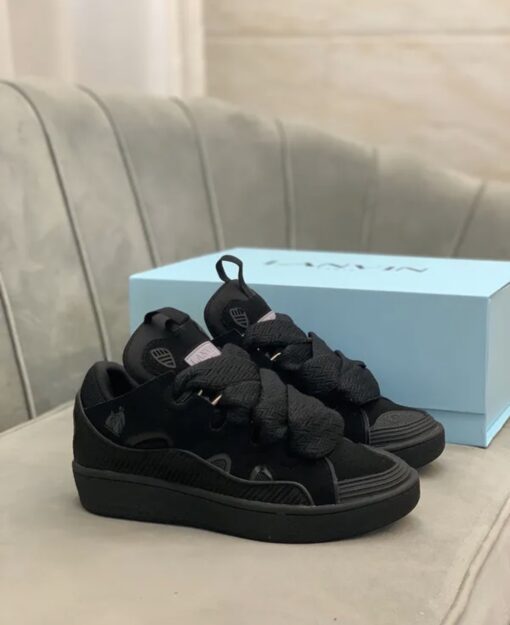 Lanvin Curb Lace-Up Sneakers Black - Image 4