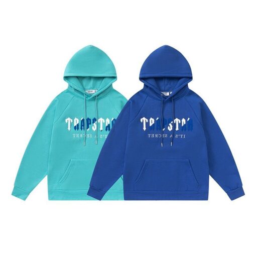 TRAPSTAR CHENILLE DECODED HOODED TRACKSUIT BLUE GREEN - Image 2