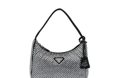 Satin mini-bag with artificial crystals