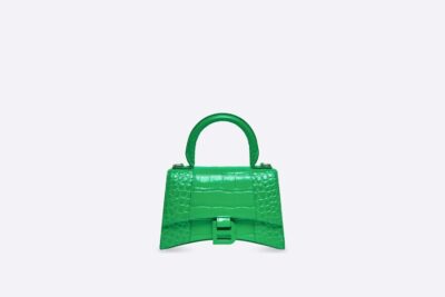 HOURGLASS SHOULDER BAG – GREEN CROCODILE