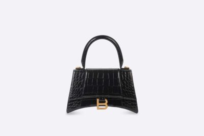 HOURGLASS SHOULDER BAG – BLACK CROCODILE