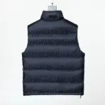 Dior Men Navy Blue Technical Jacquard Puffer Vest – Luxury Oblique Motif Down Gilet - Image 2