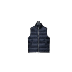 Dior Men Navy Blue Technical Jacquard Puffer Vest – Luxury Oblique Motif Down Gilet